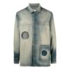 Off-White Hombre FW22 Chaqueta de un solo pecho con aberturas Denim Versión Ordinary Azul grisáceo