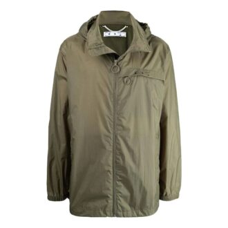 Off-White Hombre FW22 Chaqueta Trench de longitud media con estampado del logotipo Verde