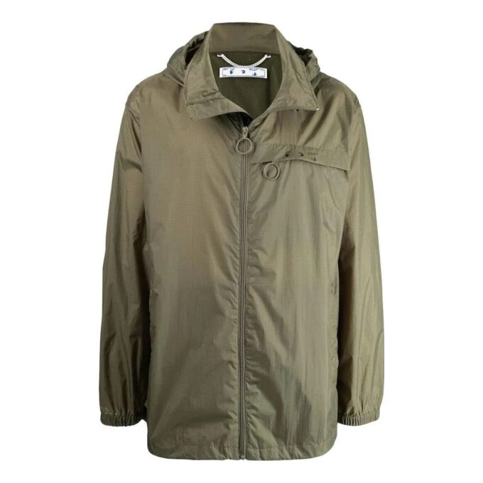 Off-White Hombre FW22 Chaqueta Trench de longitud media con estampado del logotipo Verde