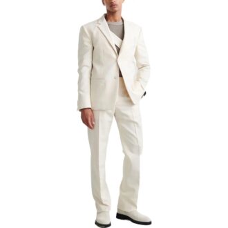 Off-White Hombre FW22 Cinturón con hebilla de color liso Pantalones rectos informales/pantalones blancos