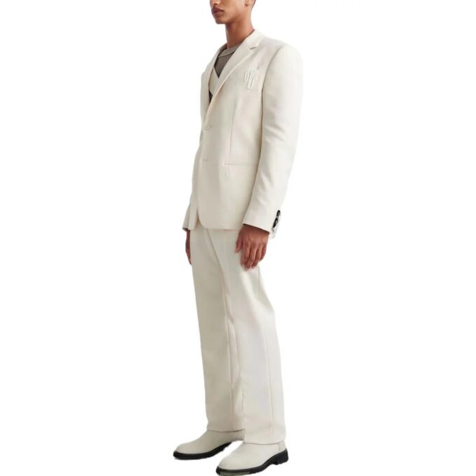 Off-White Hombre FW22 Cinturón con hebilla de color liso Pantalones rectos informales/pantalones blancos