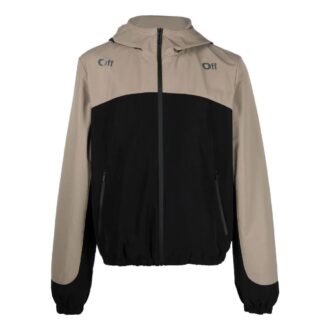 Off-White Hombre FW22 Colores contrastantes Estampado de Arrows Chaqueta con capucha y cremallera Corte holgado Negro Gris