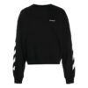 Off-White Hombre FW22 Estampado de logotipo a rayas Cuello redondo Manga larga Corte holgado Otoño Negro