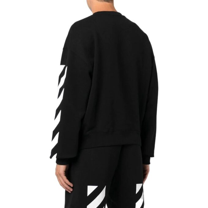 Off-White Hombre FW22 Estampado de logotipo a rayas Cuello redondo Manga larga Corte holgado Otoño Negro