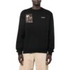 Off-White Hombre FW22 Estampado de Personajes Cuello Redondo Manga Larga Corte Holgado Negro
