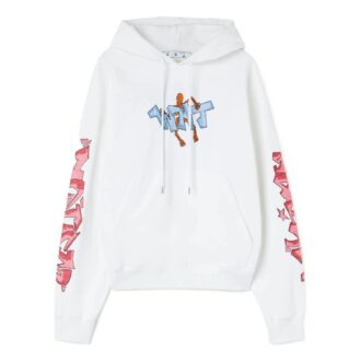 Off-White Hombre FW22 Graffiti Suelto Con capucha Manga larga Blanco