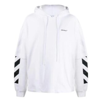 Off-White Hombre FW22 Liso con estampado, con capucha y manga larga, versión en blanco