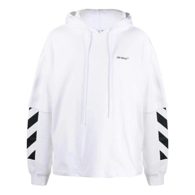 Off-White Hombre FW22 Liso con estampado, con capucha y manga larga, versión en blanco