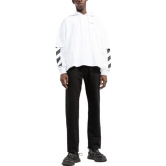 Off-White Hombre FW22 Liso con estampado, con capucha y manga larga, versión en blanco