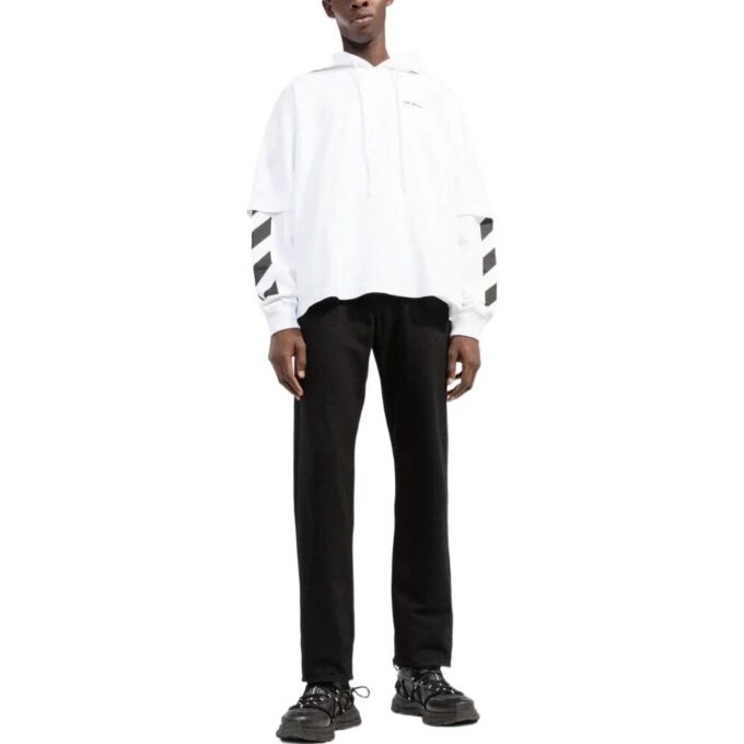 Off-White Hombre FW22 Liso con estampado, con capucha y manga larga, versión en blanco