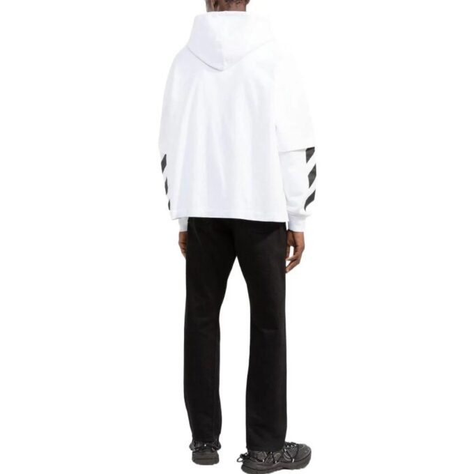 Off-White Hombre FW22 Liso con estampado, con capucha y manga larga, versión en blanco
