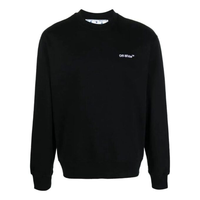 Off-White Hombre FW22 Liso con estampado de logotipo, cuello redondo y manga larga, versión negra