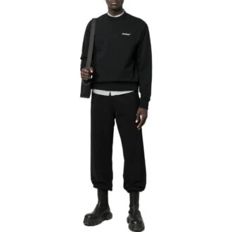 Off-White Hombre FW22 Liso con estampado de logotipo, cuello redondo y manga larga, versión negra