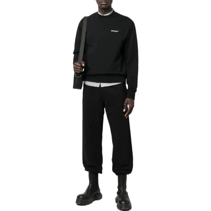 Off-White Hombre FW22 Liso con estampado de logotipo, cuello redondo y manga larga, versión negra