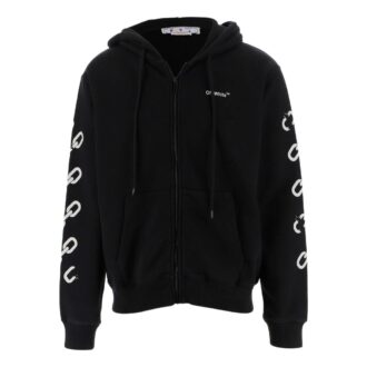 Off-White Hombre FW22 Logo de cadena estampado Cremallera Corte holgado Otoño Negro