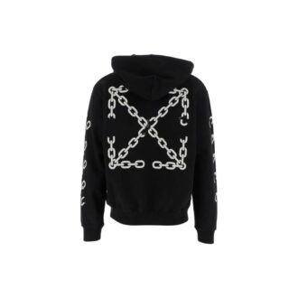 Off-White Hombre FW22 Logo de cadena estampado Cremallera Corte holgado Otoño Negro