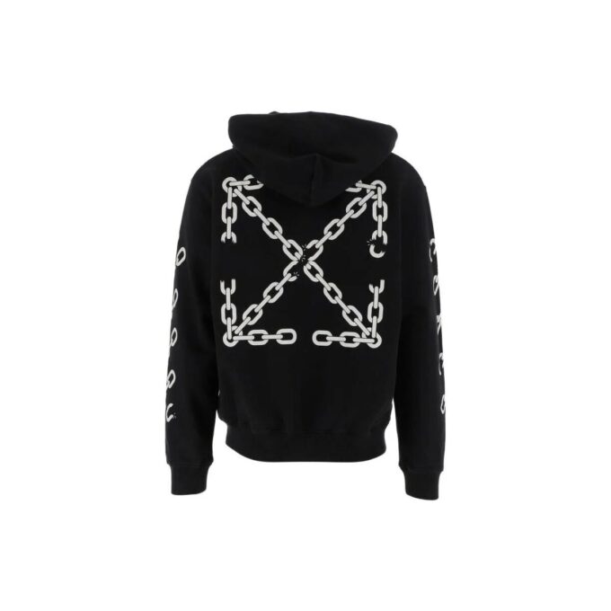 Off-White Hombre FW22 Logo de cadena estampado Cremallera Corte holgado Otoño Negro
