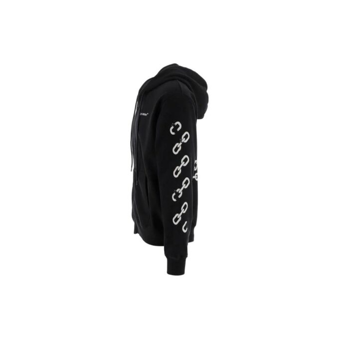 Off-White Hombre FW22 Logo de cadena estampado Cremallera Corte holgado Otoño Negro