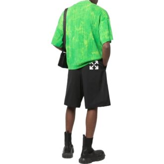 Off-White Hombre FW22 Pantalones Cortos rectos con estampado de colores lisos, negro