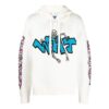 Off-White Hombre FW22 Sudadera con capucha de manga larga de color liso con estampado de grafitis, blanca