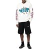 Off-White Hombre FW22 Sudadera con capucha de manga larga de color liso con estampado de grafitis, blanca