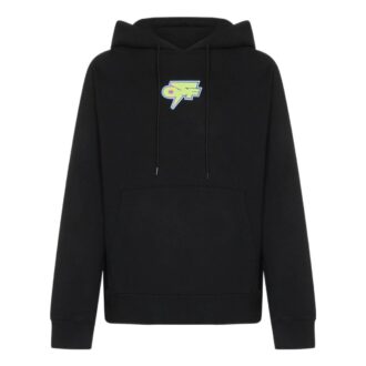 Off-White Hombre FW22 Sudadera con capucha y estampado del logotipo en la espalda, manga larga, versión estándar, negro