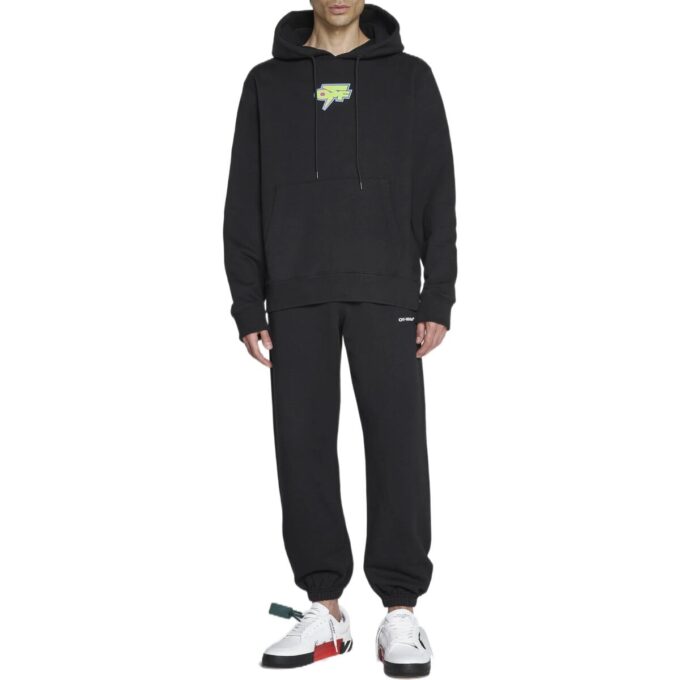 Off-White Hombre FW22 Sudadera con capucha y estampado del logotipo en la espalda, manga larga, versión estándar, negro