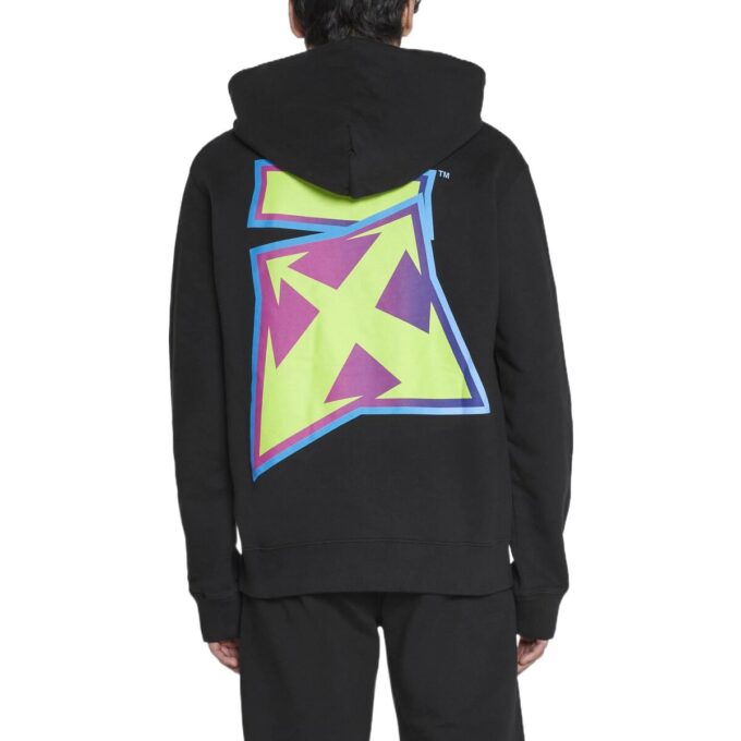Off-White Hombre FW22 Sudadera con capucha y estampado del logotipo en la espalda, manga larga, versión estándar, negro