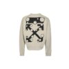 Off-White Hombre Logo Flecha Estampado Cuello Redondo Manga Larga Caqui