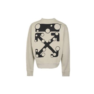 Off-White Hombre Logo Flecha Estampado Cuello Redondo Manga Larga Caqui