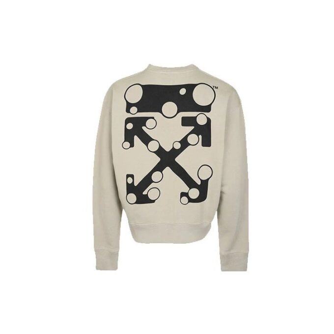 Off-White Hombre Logo Flecha Estampado Cuello Redondo Manga Larga Caqui