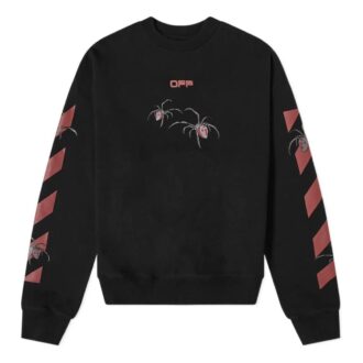 Off-White Hombre Logo Spider Printing Cuello Redondo Manga Larga Negro