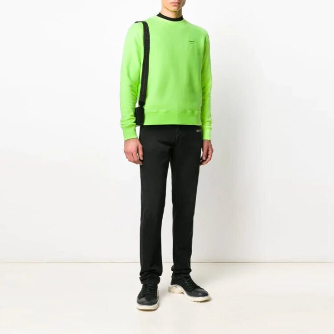 Off-White Hombre Logotipo Alphabet Estampado Manga larga Corte holgado Verde