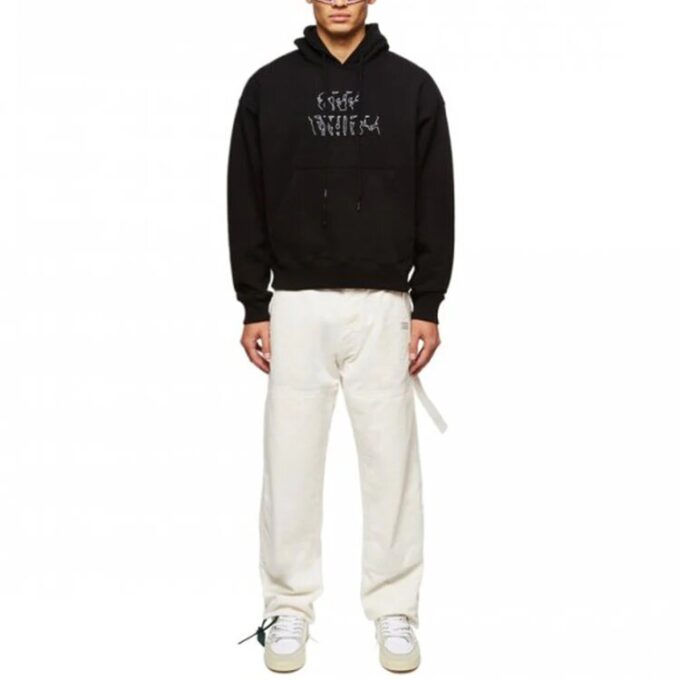 Off-White Hombre Logotipo Bordado Flecha Manga Larga Negro