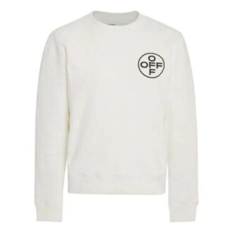 Off-White Hombre Logotipo de flecha Estampado Cuello redondo Manga larga Blanco