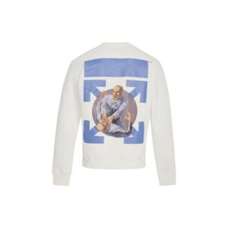 Off-White Hombre Logotipo de flecha Estampado Cuello redondo Manga larga Blanco