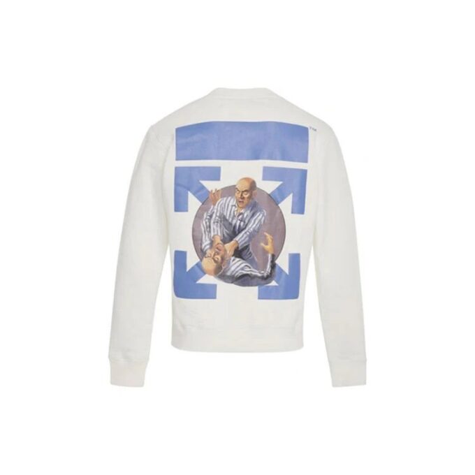 Off-White Hombre Logotipo de flecha Estampado Cuello redondo Manga larga Blanco