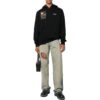 Off-White Hombre Otoño-Invierno 2022 Camiseta con capucha y estampado de personajes, manga larga, corte holgado, negro