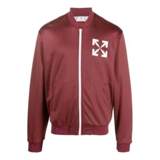 Off-White Hombre Otoño-Invierno 2022 Chaqueta casual con cremallera y estampado de Arrows, corte holgado, rojo