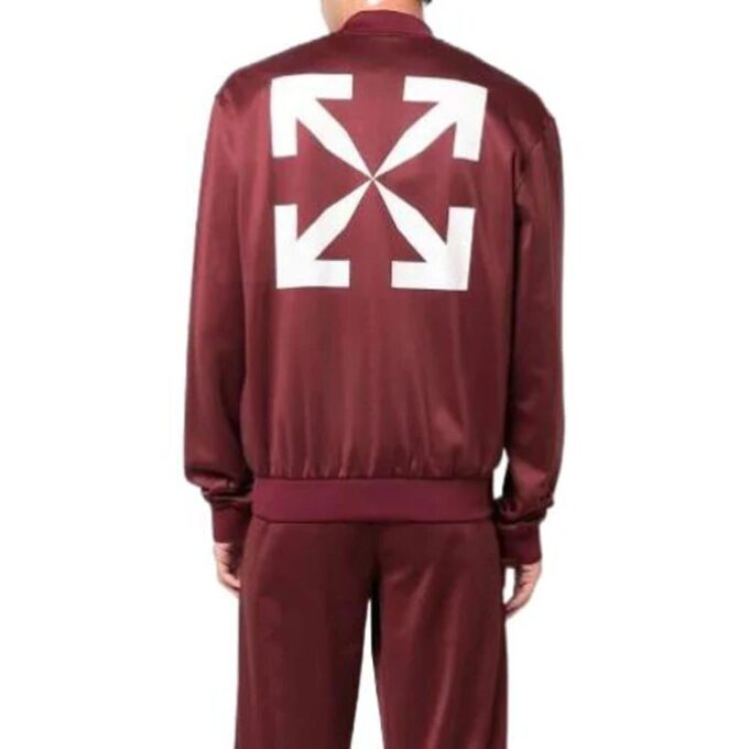Off-White Hombre Otoño-Invierno 2022 Chaqueta casual con cremallera y estampado de Arrows, corte holgado, rojo