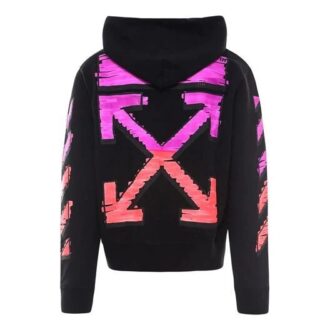 Off-White Hombre SS21 Camiseta de manga larga con estampado de logotipo, corte holgado «Black Fuchsia»
