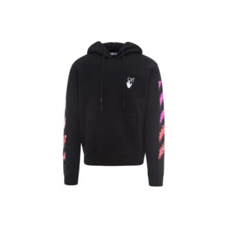 Off-White Hombre SS21 Camiseta de manga larga con estampado de logotipo, corte holgado «Black Fuchsia»