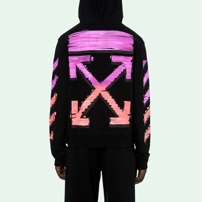 Off-White Hombre SS21 Camiseta de manga larga con estampado de logotipo, corte holgado «Black Fuchsia»