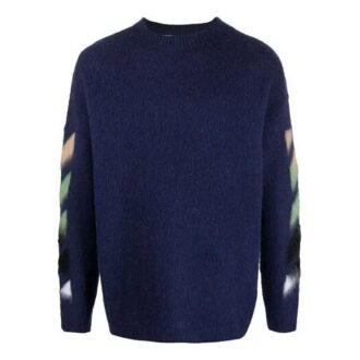 Off-White Hombre SS21 Patrón de rayas Tejido intarsia Azul