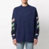 Off-White Hombre SS21 Patrón de rayas Tejido intarsia Azul