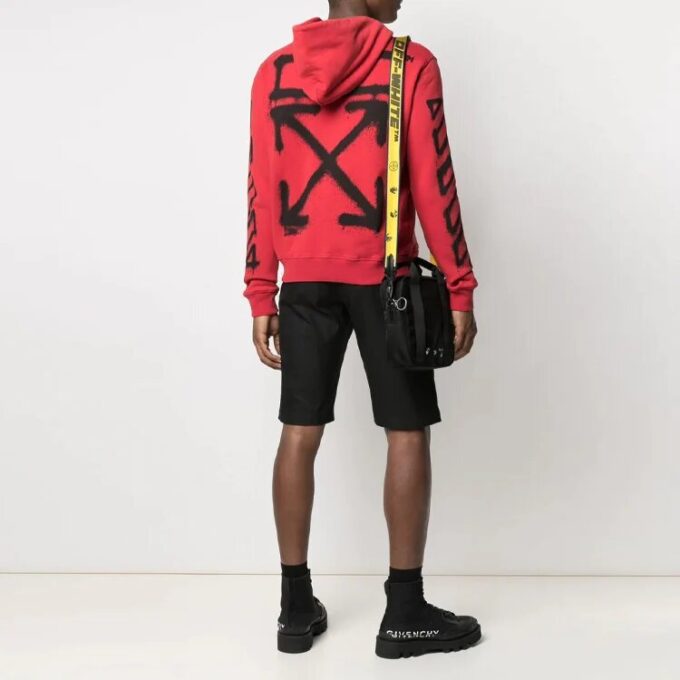 Off-White Hombre SS21 Sarga Estampado Logotipo Corte Holgado Rojo