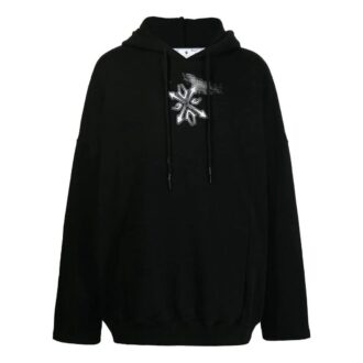 Off-White Hombre SS22 Camiseta de manga larga con capucha de algodón y estampado del logotipo de Arrows, color negro