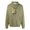 Off-White Hombre SS22 Camiseta de manga larga con capucha y estampado ilustrado en color liso, verde