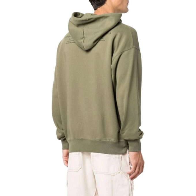 Off-White Hombre SS22 Camiseta de manga larga con capucha y estampado ilustrado en color liso, verde