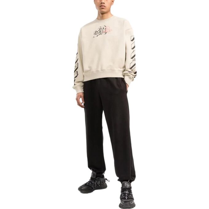 Off-White Hombre SS22 Camiseta de manga larga con cuello redondo y estampado del logotipo clásico en la espalda, versión básica